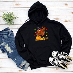 Dabbing Turkey Thanksgiving Day Pilgrim Boys Girls Funny Dab Hoodie 1 2