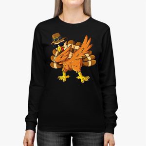 Dabbing Turkey Thanksgiving Day Pilgrim Boys Girls Funny Dab Longsleeve Tee 2 1