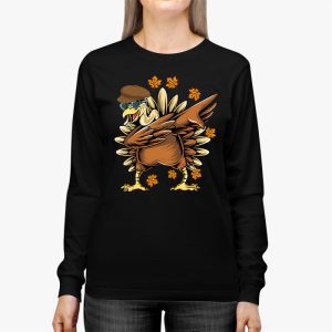 Dabbing Turkey Thanksgiving Day Pilgrim Boys Girls Funny Dab Longsleeve Tee 2 3