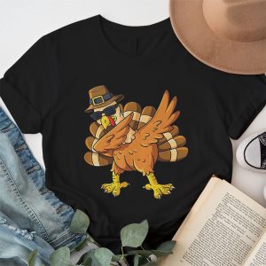 Dabbing Turkey Thanksgiving Day Pilgrim Boys Girls Funny Dab T Shirt 1 1