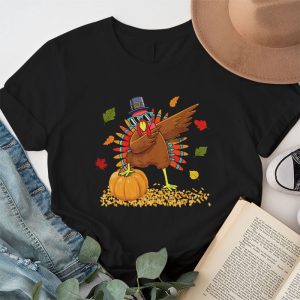 Dabbing Turkey Thanksgiving Day Pilgrim Boys Girls Funny Dab T Shirt 1 2