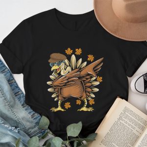 Dabbing Turkey Thanksgiving Day Pilgrim Boys Girls Funny Dab T Shirt 1 3