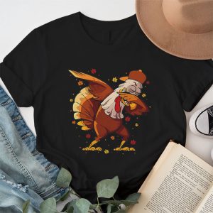 Dabbing Turkey Thanksgiving Day Pilgrim Boys Girls Funny Dab T Shirt 1