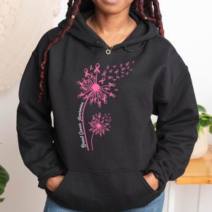 Dandelion Breast Cancer Awareness Pink Ribbon Support Gift Hoodie 1 1