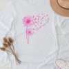 Dandelion Breast Cancer Awareness Pink Ribbon Support Gift Longsleeve Tee