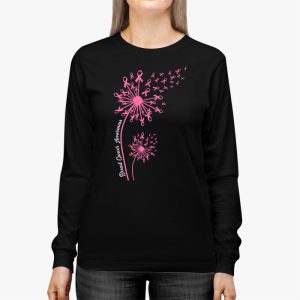 Dandelion Breast Cancer Awareness Pink Ribbon Support Gift Longsleeve Tee 3 1