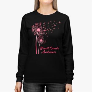 Dandelion Breast Cancer Awareness Pink Ribbon Support Gift Longsleeve Tee 3 2