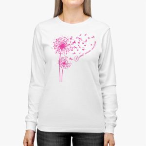 Dandelion Breast Cancer Awareness Pink Ribbon Support Gift Longsleeve Tee 3