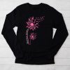 Dandelion Breast Cancer Awareness Pink Ribbon Support Gift Longsleeve Tee