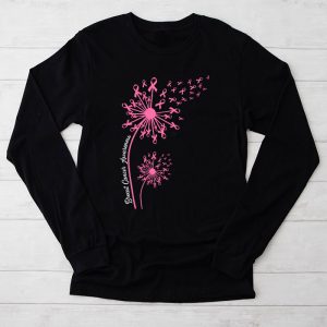 Dandelion Breast Cancer Awareness Pink Ribbon Support Gift Longsleeve Tee