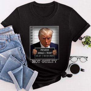 Funny Trump Shirt Donald Trump Police Mugshot Photo Not Guilty 45-47 President T-Shirt