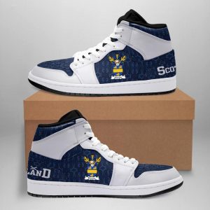 Downie or Downey Family Crest High Sneakers Air Jordan 1 Scottish Home JD1 Shoes