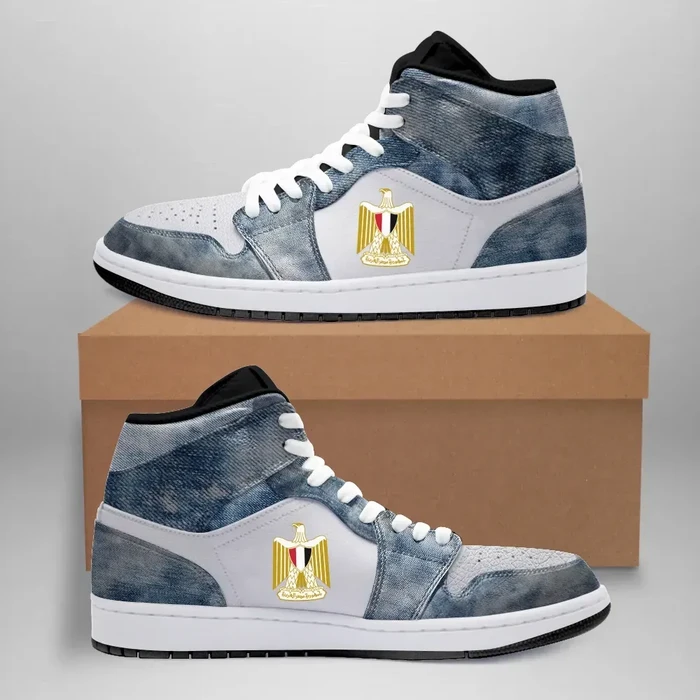 Egypt High Sneakers Air Jordan 1 - Washed Denim JD1 Shoes