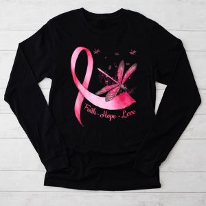 Faith Hope Love Pink Ribbon Breast Cancer Awareness Longsleeve Tee