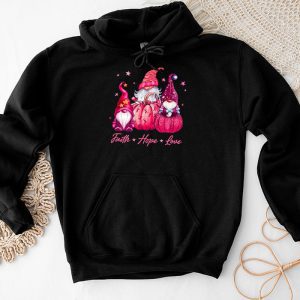 Faith Hope Love Pink Ribbon Gnome Breast Cancer Awareness Hoodie