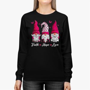 Faith Hope Love Pink Ribbon Gnome Breast Cancer Awareness Longsleeve Tee 2 2