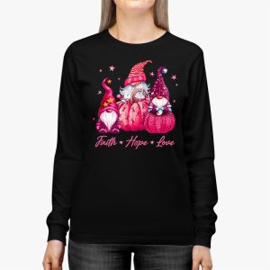 Faith Hope Love Pink Ribbon Gnome Breast Cancer Awareness Longsleeve Tee 2