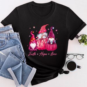 Faith Hope Love Pink Ribbon Gnome Breast Cancer Awareness T-Shirt