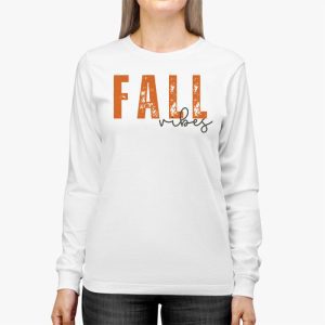 Fall Vibes Retro Leopard Circle Pumpkin Thanksgiving Costume Longsleeve Tee 2 1