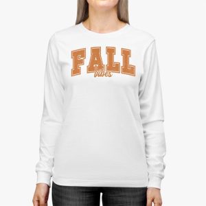 Fall Vibes Retro Leopard Circle Pumpkin Thanksgiving Costume Longsleeve Tee 2 2