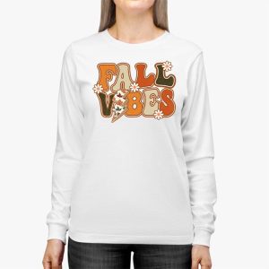 Fall Vibes Retro Leopard Circle Pumpkin Thanksgiving Costume Longsleeve Tee 2