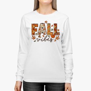 Fall Vibes Retro Leopard Circle Pumpkin Thanksgiving Costume Longsleeve Tee 2 6