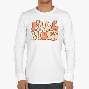 Fall Vibes Retro Leopard Circle Pumpkin Thanksgiving Costume Longsleeve Tee 3 4