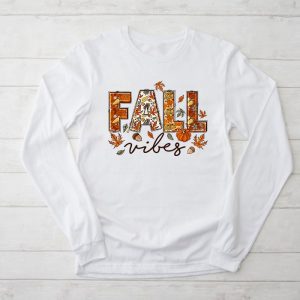 Fall Vibes Retro Leopard Circle Pumpkin Thanksgiving Costume Longsleeve Tee