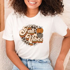 Fall Vibes Retro Leopard Circle Pumpkin Thanksgiving Costume T Shirt 2 5