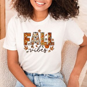 Fall Vibes Retro Leopard Circle Pumpkin Thanksgiving Costume T Shirt 2 6