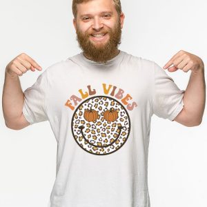 Fall Vibes Retro Leopard Circle Pumpkin Thanksgiving Costume T Shirt 3 3