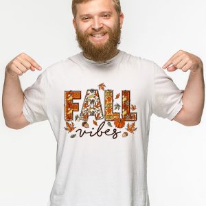 Fall Vibes Retro Leopard Circle Pumpkin Thanksgiving Costume T Shirt 3 6