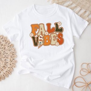 Thanksgiving Shirts Funny Fall Vibes Retro Leopard Circle Pumpkin Cute T-Shirt