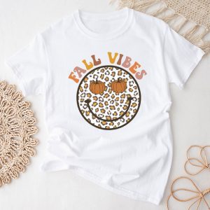 Fall Vibes Retro Leopard Circle Pumpkin Thanksgiving Costume T-Shirt