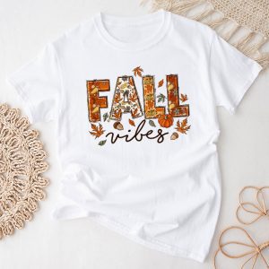 Fall Vibes Retro Leopard Circle Pumpkin Thanksgiving Costume T-Shirt