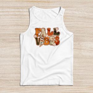 Thanksgiving Shirts Funny Fall Vibes Retro Leopard Circle Pumpkin Cute Tank Top