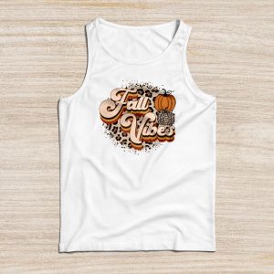 Fall Vibes Retro Leopard Circle Pumpkin Thanksgiving Costume Tank Top