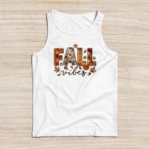 Fall Vibes Retro Leopard Circle Pumpkin Thanksgiving Costume Tank Top