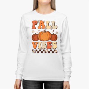 Fall Vibes Vintage Groovy Fall Season Retro Leopard Autumn Longsleeve Tee 2