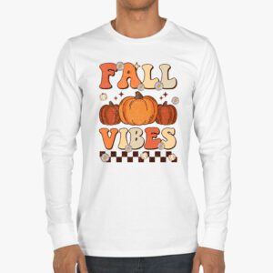 Fall Vibes Vintage Groovy Fall Season Retro Leopard Autumn Longsleeve Tee 3