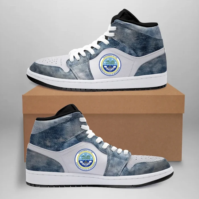 Federated States of Micronesia High Sneakers Air Jordan 1 - Washed Denim JD1 Shoes