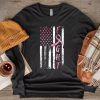 Fight Breast Survivor American Flag Breast Cancer Awareness Longsleeve Tee