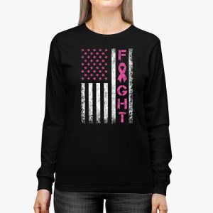 Fight Breast Survivor American Flag Breast Cancer Awareness Longsleeve Tee 2 1