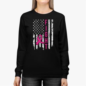 Fight Breast Survivor American Flag Breast Cancer Awareness Longsleeve Tee 2 2