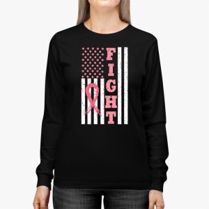 Fight Breast Survivor American Flag Breast Cancer Awareness Longsleeve Tee 2 3