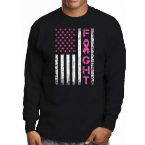 Fight Breast Survivor American Flag Breast Cancer Awareness Longsleeve Tee 3 1