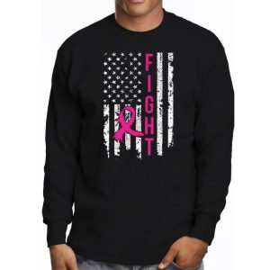 Fight Breast Survivor American Flag Breast Cancer Awareness Longsleeve Tee 3 2