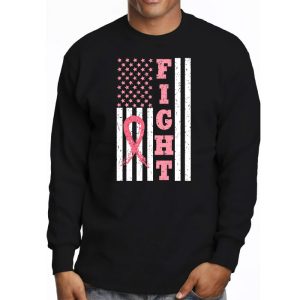 Fight Breast Survivor American Flag Breast Cancer Awareness Longsleeve Tee 3 3