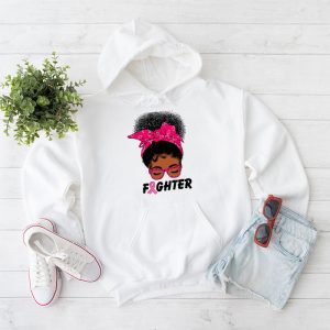 Fighter Messy Bun Breast Cancer Awareness Pink Warrior Hoodie 1 1