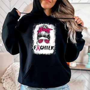 Fighter Messy Bun Breast Cancer Awareness Pink Warrior Hoodie 2 3